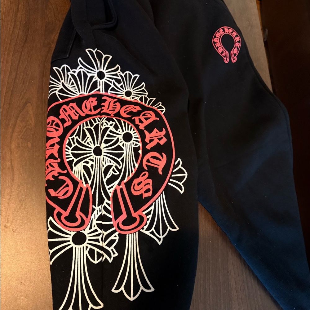 Black Sweatpants with Red and White Graphic - Picture 2 of 3